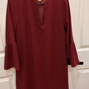 J. Crew Red Sheath Dress with Bell Sleeves